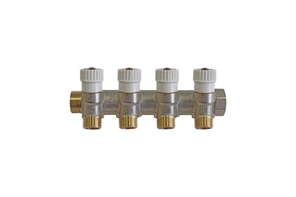 Распределительный коллектор STOUT 1, 4 отвода, 1/2, плоское уплотнение SMB 6852 011204 RG008TN2KC93Q2