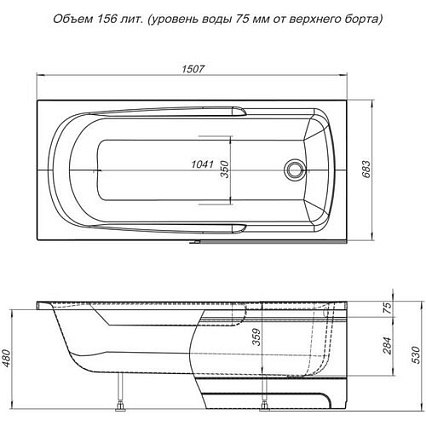 Акриловая ванна Aquanet Extra 150x70 00208672