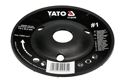 Диск-фреза шлифованный по дереву для УШМ, 115мм Yato YT-59166