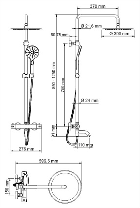 Душевая стойка WasserKRAFT A18801 Thermo