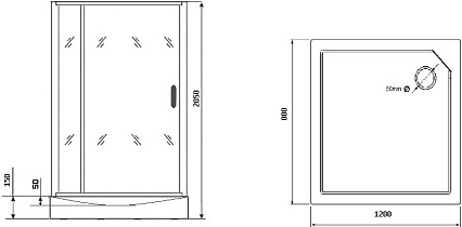 Душевая кабина Grossman GR272QR 120x80 черный, правая