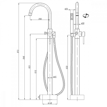 Напольный смеситель Abber Wasser Kreis AF8116 с душем