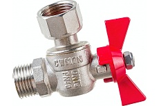 Шаровый кран Valtec BASE угловой с накидной гайкой, 1/2 внутренняя-наружная VT.267.N.0404
