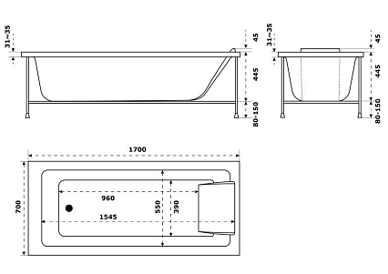 Акриловая ванна Jacob Delafon Sofa 180x80 см