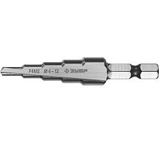 Ступенчатое сверло по металлу Зубр сталь P4M2, 4-12 мм, 5 ступеней 29665-4-12-5