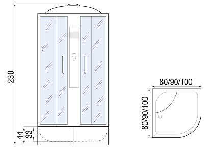 Душевая кабина River Desna XL 90/44 MT 90x90 матовая, 10000006137