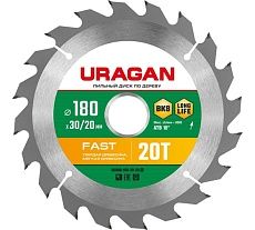 Диск пильный по дереву Uragan Fast (180х30/20 мм; 20Т) 36800-180-30-20_z01
