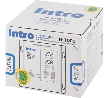 Стабилизатор напряжения Intro Н-1000 настенный 140-260В/220В, 1000ВА Б0064668