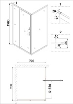 Душевой уголок Niagara Nova NG-43-9AG-A70G 90x70 прозрачный, золото