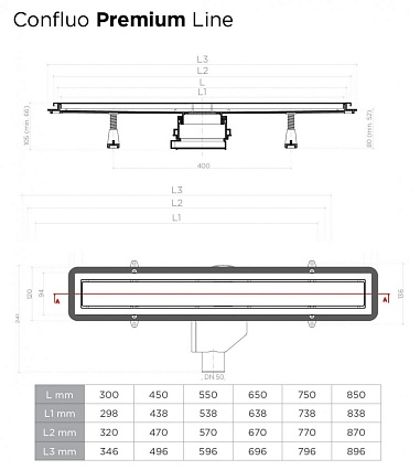 Душевой лоток Pestan Confluo Premium Line 650 матовый хром