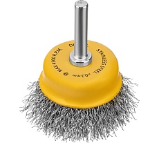 Щетка для дрели 50 мм, чашка, со шпилькой, нержавеющая витая проволока Denzel 744633