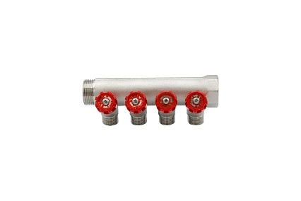 Коллектор VRT 1"x1/2", с регулировочными вентилями, 4 выхода 524075