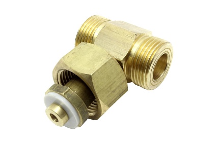 Тройник латунный кислородный (гайка G3/4"-G3/4" наружная-G3/4" наружная) СваркаДжет 4301010803003