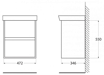 Мебель для ванной BelBagno Neon 50 см, 2 ящика, Rovere Scuro