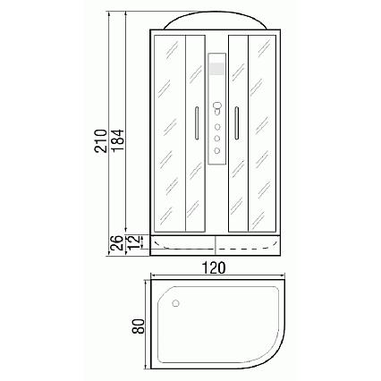 Душевая кабина River Nara 120/80/24 МТ 120x80 белый, матовое, L