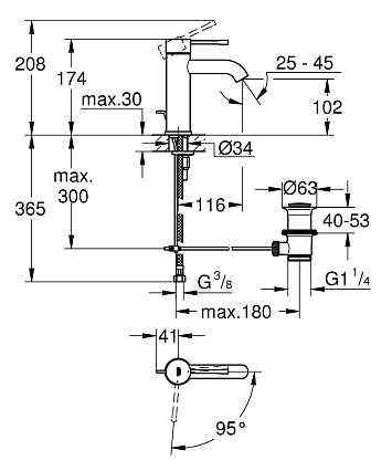 Смеситель для раковины Grohe Essence 23591001