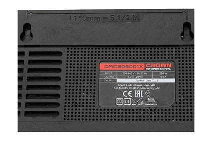 Зарядное устройство (250 Вт; 9.6 А) Crown CAC209001X