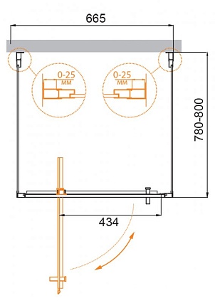 Душевой уголок Cezares MOLVENO-BA2-70/80-C-Cr-IV 70x80 прозрачный