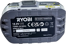 Аккумулятор Ryobi ONE+ RB1840X (18 В; 4 А*ч; Li-ion) 5133005053