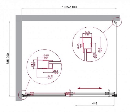 Душевой уголок BelBagno LUCE-AH-1-110/90-C-Cr 110x90 прозрачный, хром