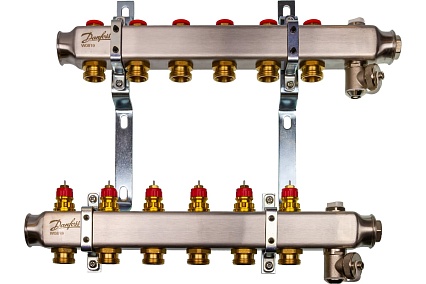 Комплект коллекторов Danfoss SSM-6 с кронштейнами для 6 контуров 088U0976