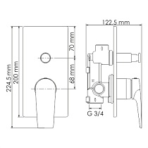 Смеситель для ванны WasserKRAFT Glan 6661 черный глянец