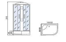 Душевая кабина Мономах 110/80/44 МЗ 110x80 хром, с рисунком, L