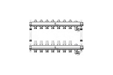 Коллектор в сборе Wester нержавеющая сталь, 1&quot;-3/4&quot;, на 7 выходов, с 2 заглушками 0-32-1890