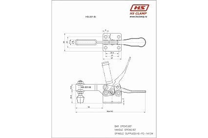 Зажим с горизонтальной рукоятью HS CLAMP HS-201-B