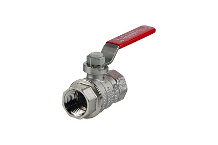 Шаровой кран Giacomini R850 1 1/2", внутренняя/внутренняя, ручка-рычаг красный, хромированный R850X027