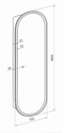 Зеркальный шкаф Континент Elmage Black LED 45x160 с подсветкой, МВК048