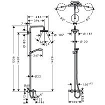 Душевая стойка Hansgrohe Croma Select S 180 2jet Showerpipe 27351400 термостат