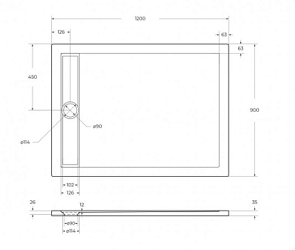 Поддон для душа BelBagno Due TRAY-BB-DUE-AH-120/90-4-W0 120x90 белый