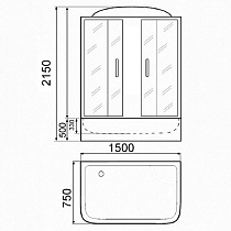 Душевой бокс Parly BNE150FR 150x75 хром, матовое