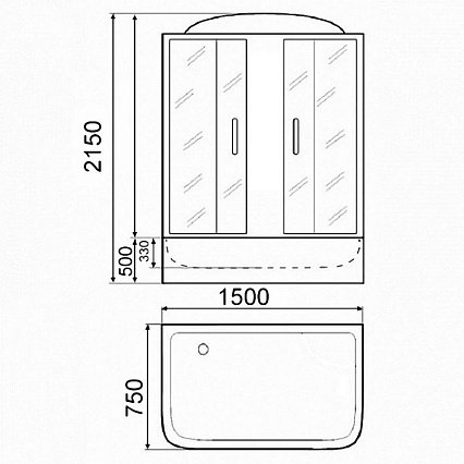 Душевой бокс Parly BNE150FR 150x75 хром, матовое