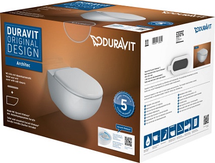 Подвесной унитаз Duravit Architec Rimless 45720900A1 с микролифтом