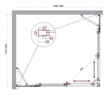 Душевой уголок BelBagno LUCE-AH-22-140/120-C-Cr 140x120 прозрачный, хром