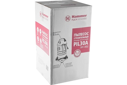 Пылесос Hammer Flex PIL30A 1400Вт, 30л, розетка для электроинструмента 196423