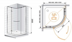 Душевой уголок Cezares BERGAMO-W-R-1-90-ARCO-C-Cr-L-IV 90x90 прозрачный, L