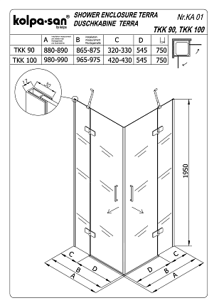 Душевой уголок Kolpa-San Terra flat TKK 90