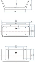 Акриловая ванна Aquanet Family Perfect 170x75 см, 13775-MW-MB белый матовый/черный матовый