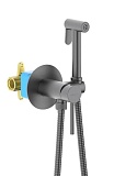 Смеситель Aquatek Европа AQ1021BGM с гигиеническим душем, оружейная сталь