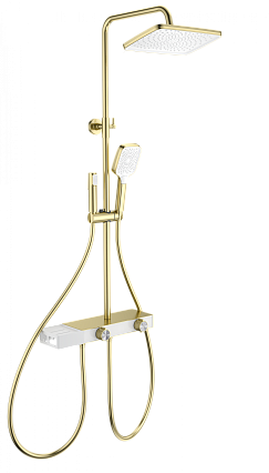 Душевая стойка Wonzon&Woghand Shelf WW-B4161-BG термостат, брашированное золото
