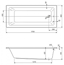 Акриловая ванна Cezares Plane Solo Mini 170x80