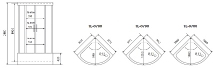 Душевая кабина Timo Eco TE-0790 Р 90x90, без г/м, рифленые стекла, белый