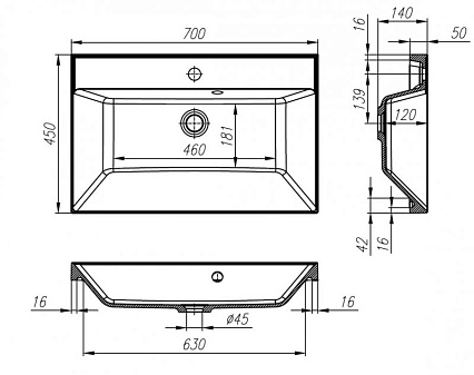 Тумба с раковиной BelBagno Vittoria 70 см Grigio Opaco