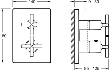 Смеситель для ванны Jacob Delafon Modulo E75395-CP внешняя часть, термостат