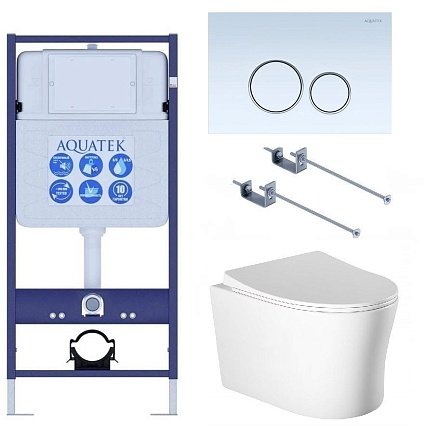 Подвесной унитаз SET Aquatek Ника-015 4в1, кнопка белый