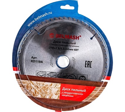 Диск пильный (210x2.5/1.5x32/30 мм; 60T) Белмаш RD119A
