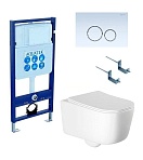 Подвесной унитаз SET Aquatek Лугано-015 4в1, кнопка белый